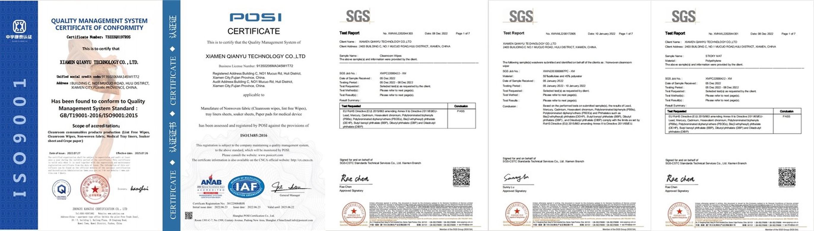 Woven Polyester Cleanroom Wipes certificate Woven Polyester Cleanroom Wipes certificate